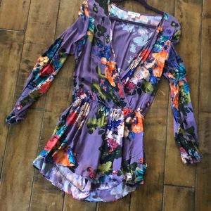 Floral Purple Long Sleeve Romper